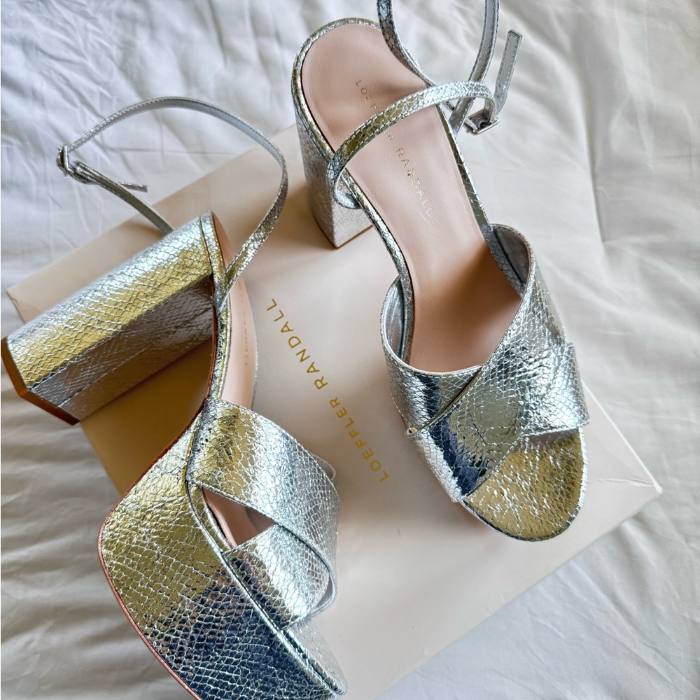 Loeffler Randall Metallic Silver Heels